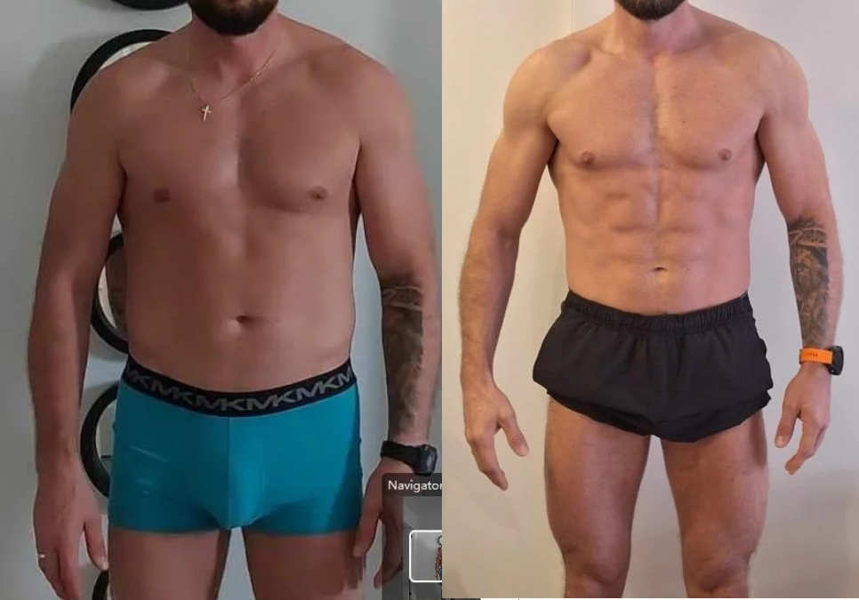 Metamorfoza mężczyzny, redukcja tkanki tłuszczowej z treningiem i dietą online